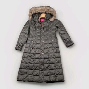 Betsey Johnson Olive Green Puffer Coat with Faux Fur Hood